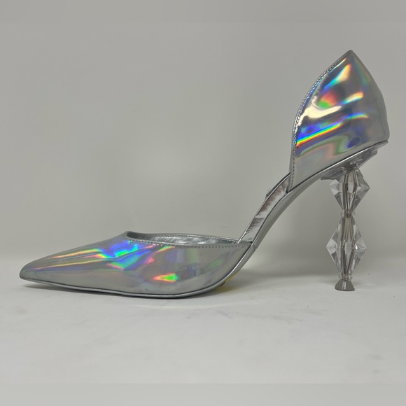 Steve Madden Jessica Rich Talia Holographic Silver Heel pump Crystal Detail 8.5 - Picture 3 of 6